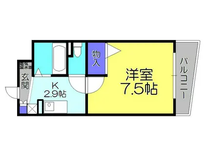 アースマーシマンション(1K/2階)の間取り写真