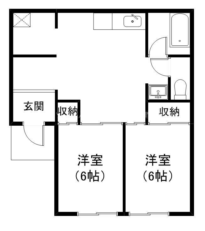 ハイツ本町(2DK/1階)の間取り写真
