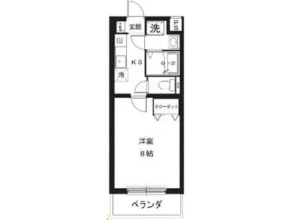 ブライベント(1K/4階)の間取り写真