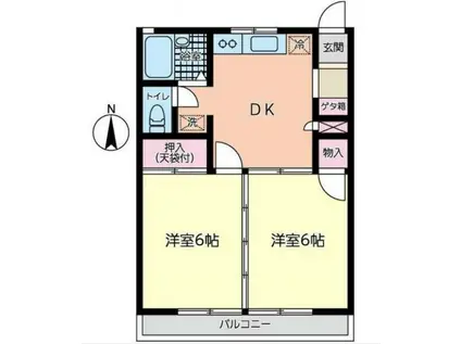 メゾンK(2DK/1階)の間取り写真