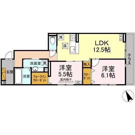 DS LIEN  B(2LDK/1階)の間取り写真