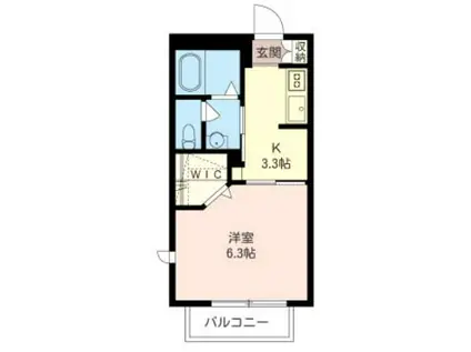 ラフィネH I(1K/1階)の間取り写真