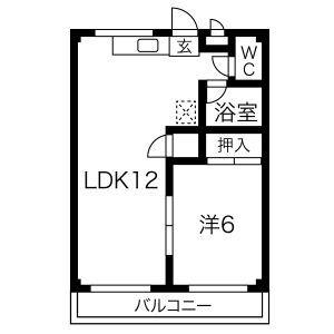 JUNハイツ(1LDK/1階)の間取り写真