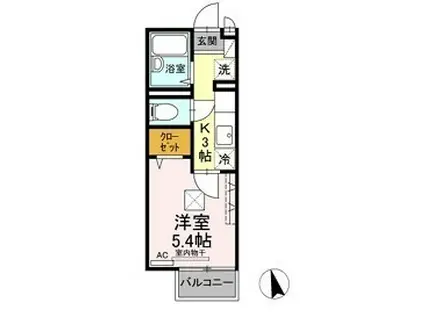 シャイン ルート 綾羅木(1K/1階)の間取り写真