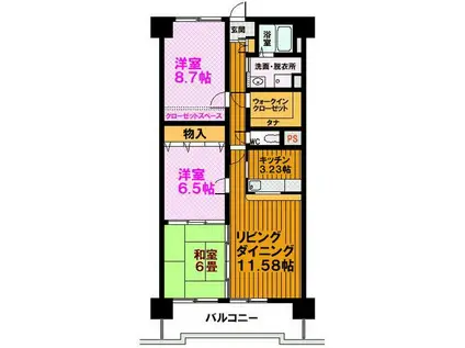 アネックスミカド(3LDK/6階)の間取り写真