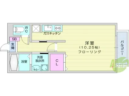 コンフォートAOYAMAB棟(ワンルーム/1階)の間取り写真