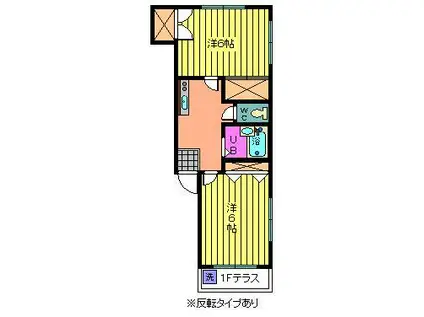 島崎ハイツ(2K/1階)の間取り写真