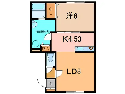 ハウスオブローズ10(1LDK/2階)の間取り写真