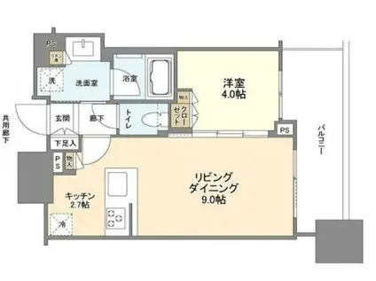 シティタワー大阪本町(1LDK/34階)の間取り写真