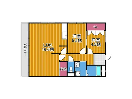 サウスビレッジ(2LDK/3階)の間取り写真