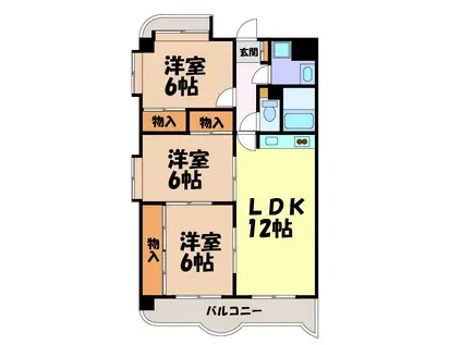 八事石坂マンション(3LDK/4階)の間取り写真
