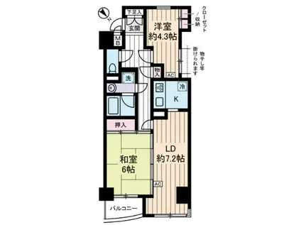 リリエンベルグ壱番館(2LDK/6階)の間取り写真