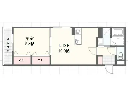 LE CORINDON(1LDK/2階)の間取り写真
