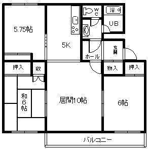 春光ユニバーサルマンション(3LDK/3階)の間取り写真