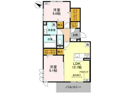 リヴェール京都桂(2LDK/3階)の間取り写真