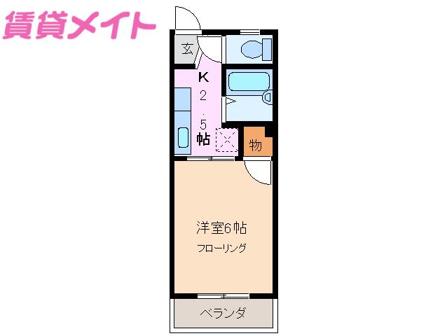 フォーブル東山(1K/2階)の間取り写真
