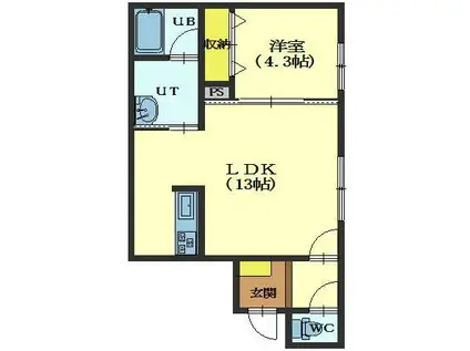 ＪＲ函館本線 七飯駅 徒歩21分 2階建 築8年(1LDK/1階)の間取り写真