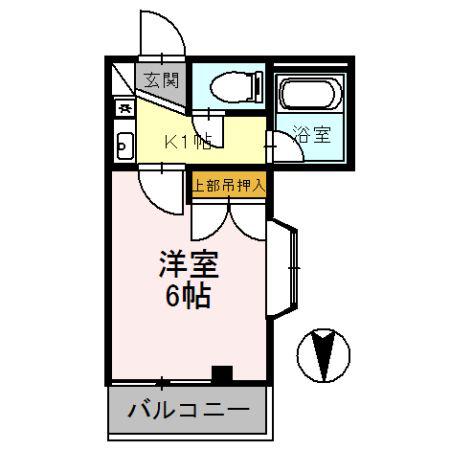 スカイビュー(1K/5階)の間取り写真