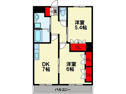 CENTURY椿A(2DK/1階)の間取り写真