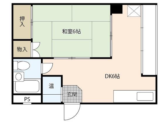 炭本ビル(1DK/2階)の間取り写真