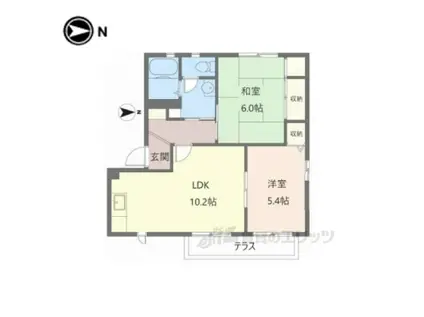 エルドラード五位堂(2LDK/1階)の間取り写真