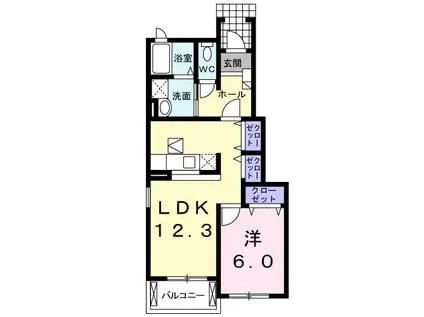 ラフィネドゥ(1LDK/1階)の間取り写真