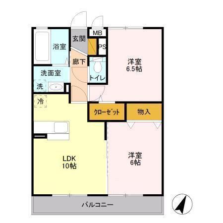 レジデンスFUJI(2LDK/2階)の間取り写真
