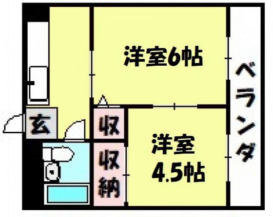 コムメイトマンション(2DK/3階)の間取り写真