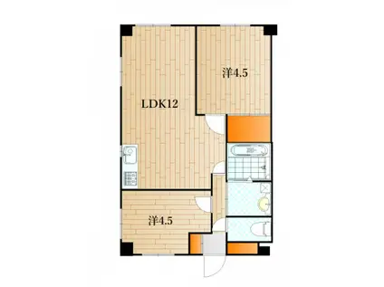 山の田アカマツハイツ(2LDK/3階)の間取り写真