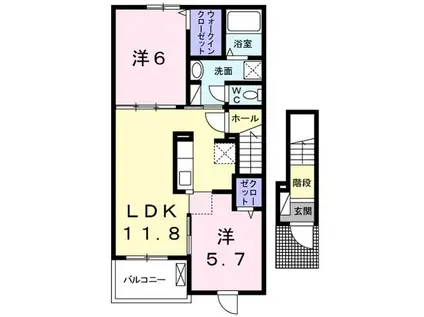 メゾン・ヴェルファイアV(2LDK/2階)の間取り写真