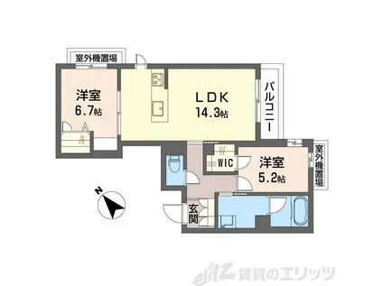 シャーメゾン アプリクス(2LDK/3階)の間取り写真