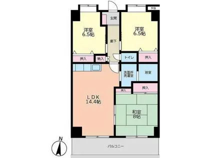 コルビュジェ湘南台(3LDK/5階)の間取り写真