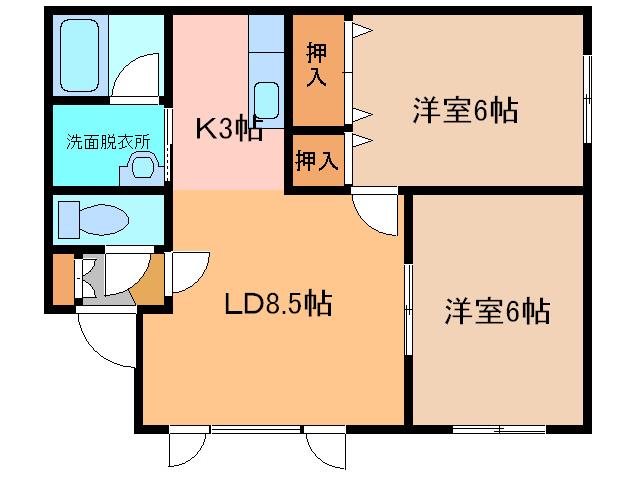 らいふF(2LDK/1階)の間取り写真