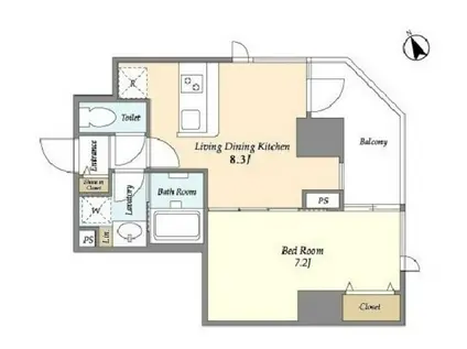 LIEN西五反田(1LDK/4階)の間取り写真