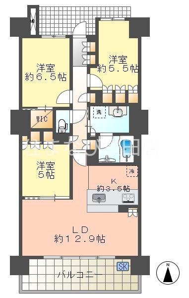 パークタワー豊田(3LDK/15階)の間取り写真