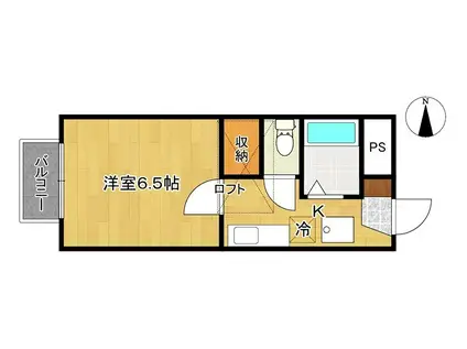 ピアコート柏木A(1K/2階)の間取り写真