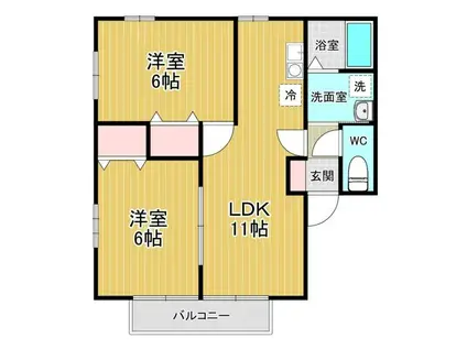 アヴェンティーノ(2LDK/2階)の間取り写真