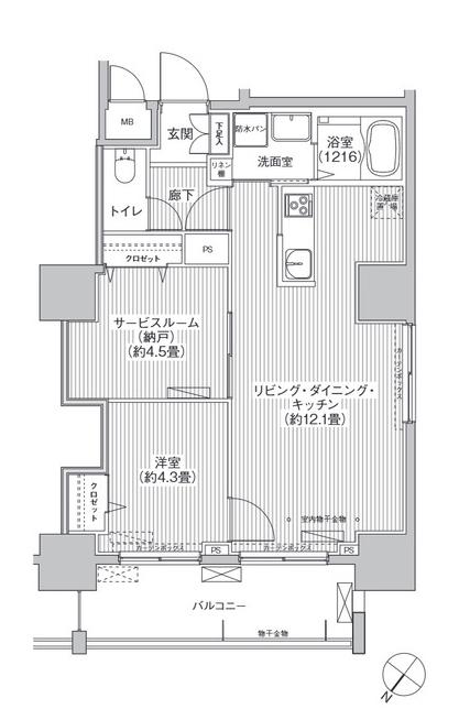グランデュール富士(1SLDK/11階)の間取り写真