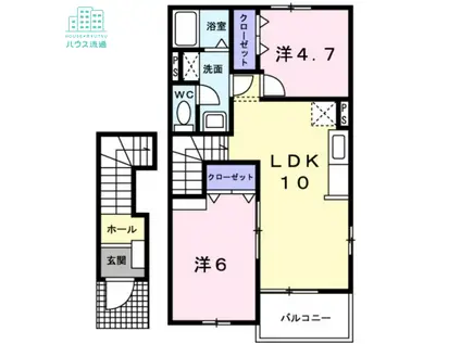 ラ・ベレッツァIII(2LDK/2階)の間取り写真