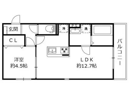 アリア守山 守山市二町町(1LDK/2階)の間取り写真