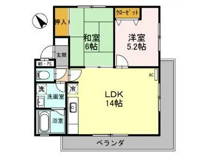 ヴィラ・デ・コローレ(2LDK/3階)の間取り写真