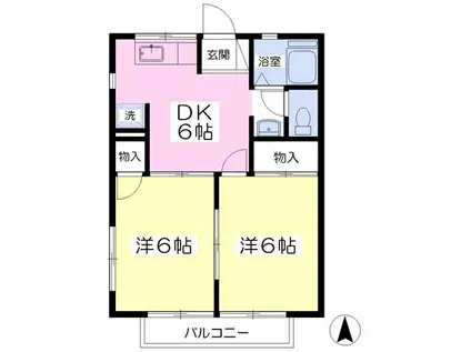 サンハイツ田崎 B(2DK/1階)の間取り写真