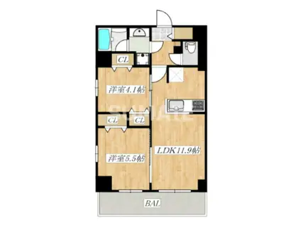 クラウンマンション椿(2LDK/8階)の間取り写真