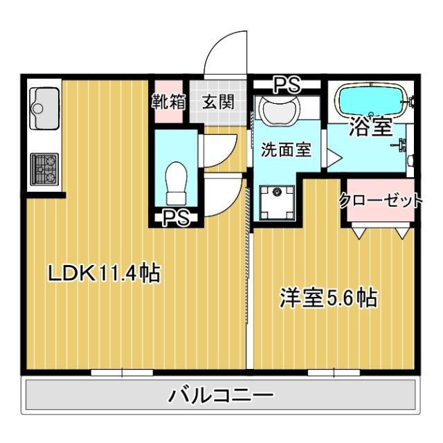 パークヴィラ下南部I棟(1LDK/3階)の間取り写真