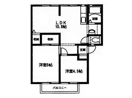 サニーヒルズB棟(2LDK/2階)の間取り写真
