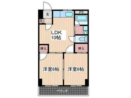 グロワール広瀬(2LDK/6階)の間取り写真