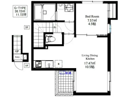 NAVI三鷹(1LDK/2階)の間取り写真