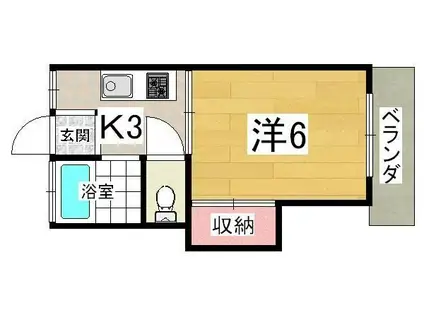 コーポ 幸(1K/2階)の間取り写真