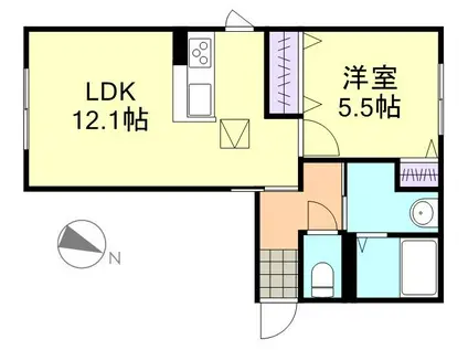 プリモ・アモーレB棟(1LDK/1階)の間取り写真