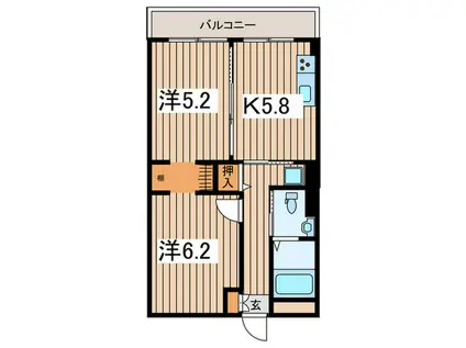 PEARL HOME SEYA(2K/2階)の間取り写真